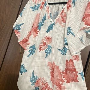 Miss sparkling size medium pink and blue floral shirt